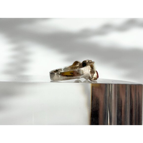 Multi Gemstone SW Style Wavy 925 Sterling Silver Vintage Ring - sz 7.5 - Picture 5 of 14